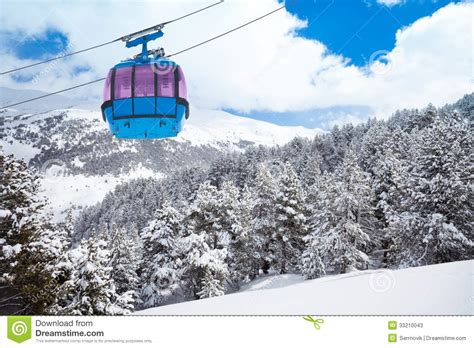 Ski Lift Cable Ropeway And Cableway Transport System For Skiers With Fog On Valley Background