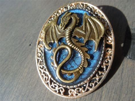 Dragon Brooch Blue Brooch Fantasy Dragon Brooch Sorcery Etsy Dragon