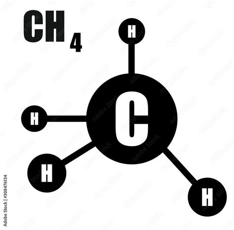 Vecteur Stock Methane Ch4 Molecule A Chemical Compound In Black And