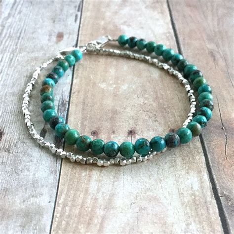 Genuine Turquoise Bracelet Sterling Silver Real Turquoise