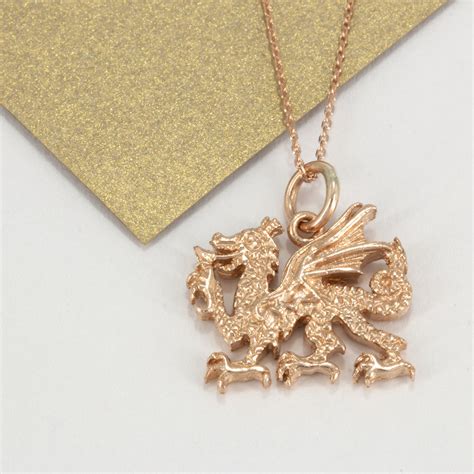Welsh Dragon Pendant In Solid 9 Carat Rose Gold Simon Kemp Jewellers