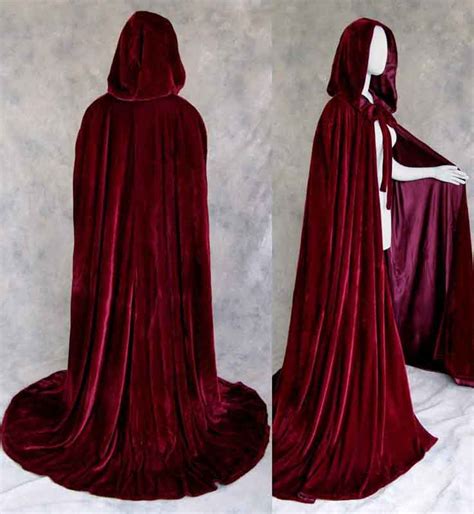 Wine Red Velvet Cloak Gothic Wicca Robe Medieval Witchcraft Larp Cape