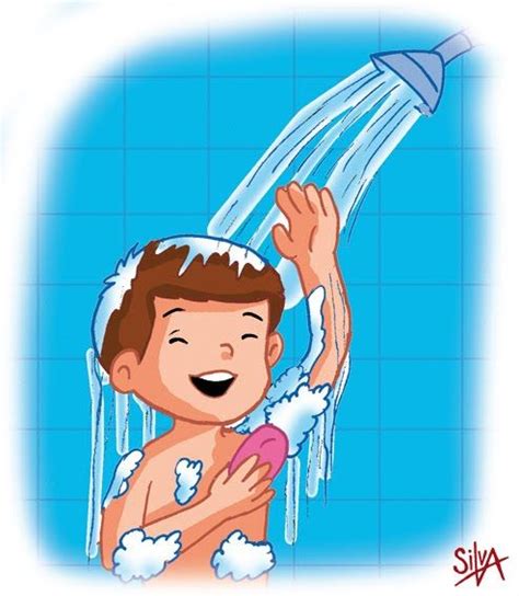 Alegre niño en traje de baño disfrutando de actividades de verano personaje de dibujos animados de color Niños Me Baño Animado - mytimeplus.net
