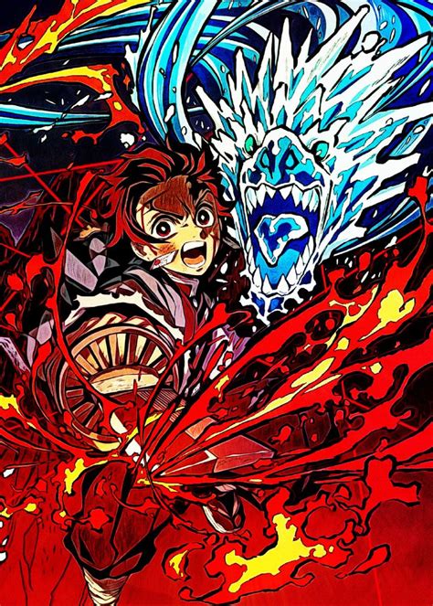 Anime Demon Slayer Tanjiro Metal Poster Print Reo Anime Displate