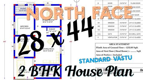 28 X 44 North Face 2 Bhk House Plan As Per Standard Vastu Rk Home Plan
