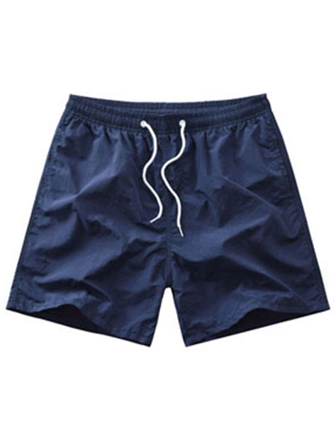 Mens Swimming Shorts Casual Summer Solid Color Drawstring Elastic Waist