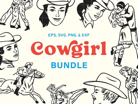 Cowgirl Svg Png Bundle Illustrations Vintage Western Retro Etsy