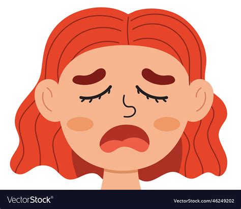 Tired Emotion Face Little Girl Clipart Royalty Free Vector