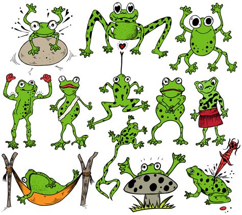 Cartoon Frogs Vector And Photoshop Brush Pack 01