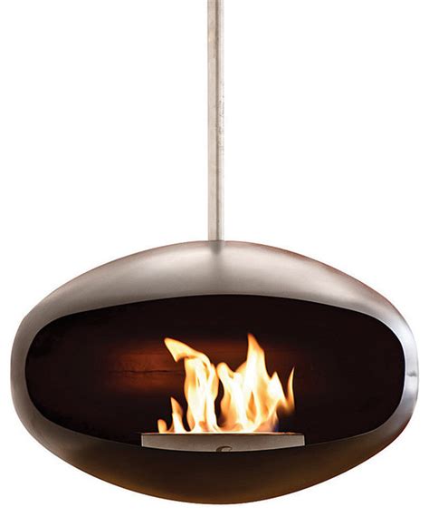 Aeris Hanging Fireplace Black Modern Indoor Fireplaces By Plush