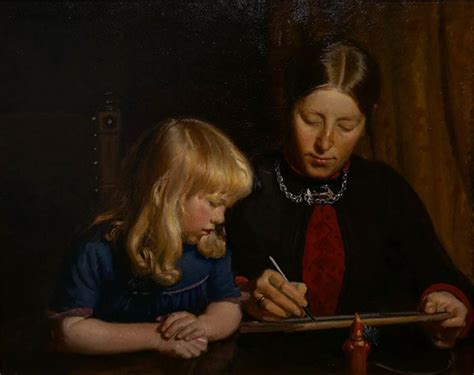 Mutter lehrt der Tochter das Zeichnen Bilder Gemälde und Ölgemälde Replikation