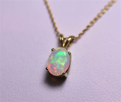 Natural Opal Pendant Fire Opal Necklace Rainbow Opal Etsy