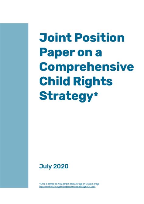 Sample position paper the following position paper is designed to be a sample of the standard format that an nmun position paper should follow. Joint Position Paper on a Comprehensive Child Rights ...