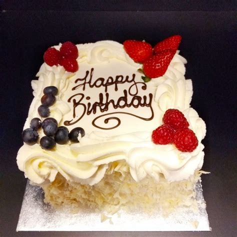 Square Fresh Cream Birthday Cake Healys Bakery Celebration Cakes