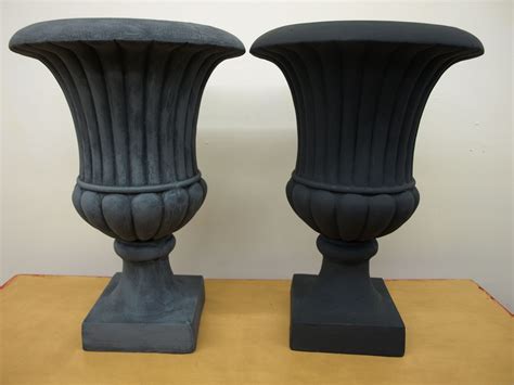 Urns With Base Coat Of Graphite Chalk Paint Then Dry Brushed With A
