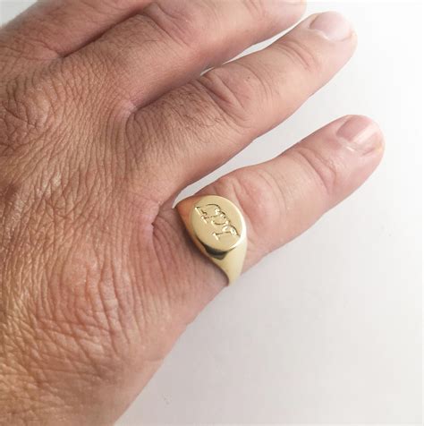 Mens Custom Pinky Ring Anchor Signet Ring Personalized Etsy