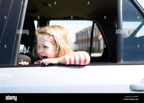 Car Window Girl Stock Photo Alamy