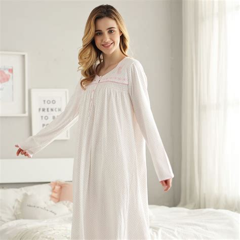 100 Cotton Long Sleeve Nightgown Ibikinicyou