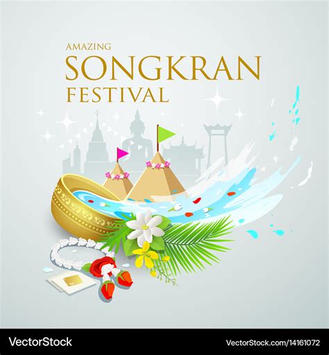 songkran festival water splash of thailand vector image