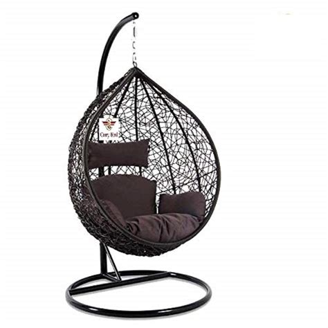 Brampton Espresso Cocoon Hanging Chairswing Single With Beige Cushions Ph
