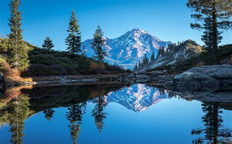 Mountain Tree Reflection In Lake X Wallpaper