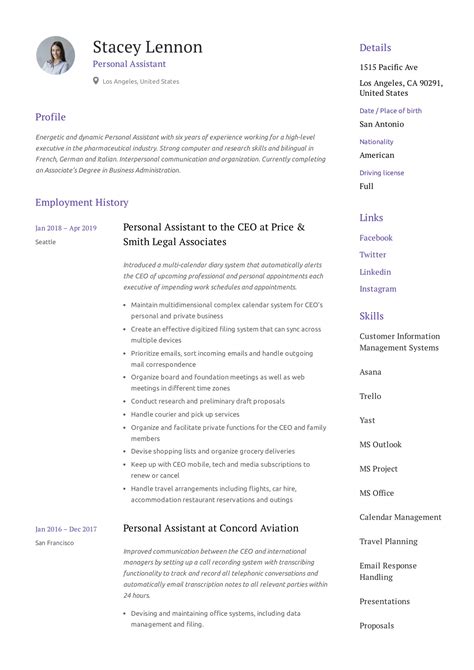 Personal Assistant Resume Writing Guide 12 TEMPLATES PDF 19