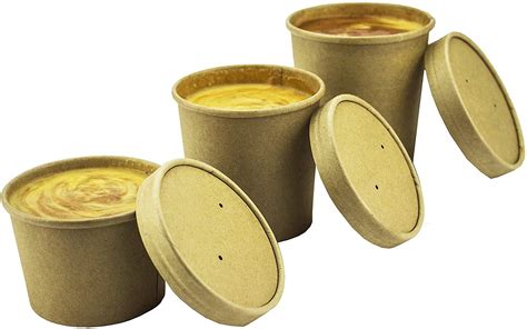 Brown Kraft Disposable Soup Containers With Lids 25 Pack Of Paper