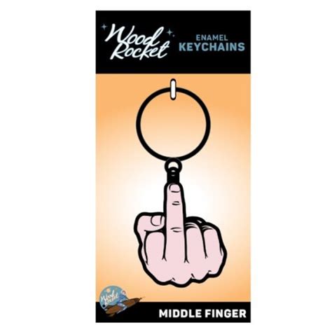 Wood Rockets Middle Finger Enamel Keychain Sex Toys And Adult