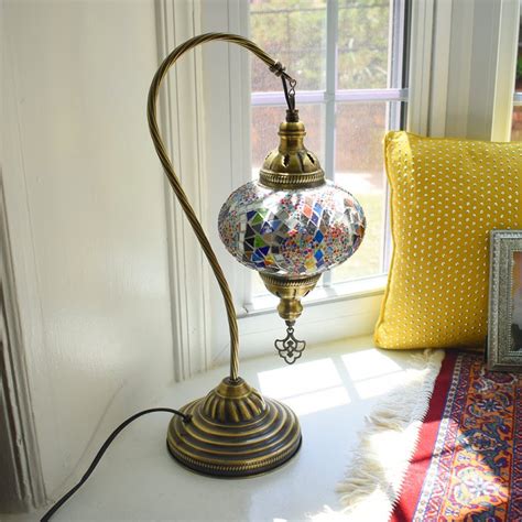 Turkish Mosaic Table Lamp Indigo Rainbow Vazo Market Turkish Home
