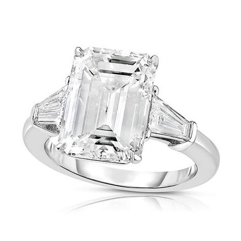 505 Carat Emerald Cut Diamond Engagement Ring With Tapered Baguettes