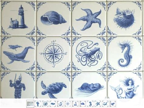 425″ Set Of 12 Delft Style Nautical Tiles Kit Oz Books