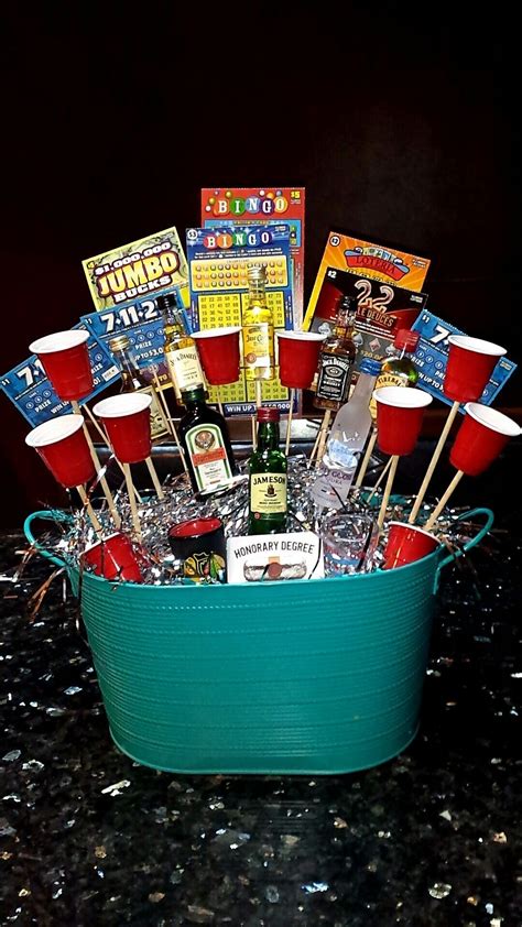 Image Result For Lottery Ticket And Alcohol Basket St Birthday Basket Th Birthday Gifts