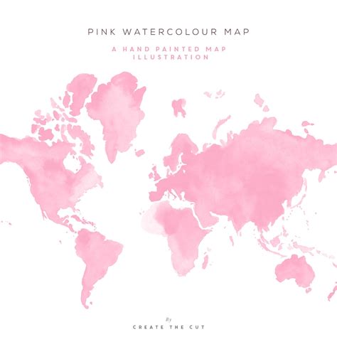Pink Watercolour Map Illustrations Hand Painted Etsy