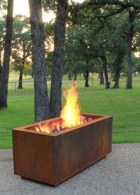 Linear Wood Burning Fire Pit I The Original Cor Ten Steel Fire Pit Co