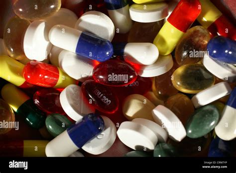 Multi Coloured Tablets And Capsules Stock Photo Alamy