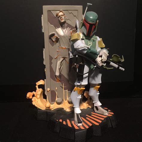 Gentle Giant Star Wars Animated Maquette Boba Fett With Han Solo In Carbonite Ee