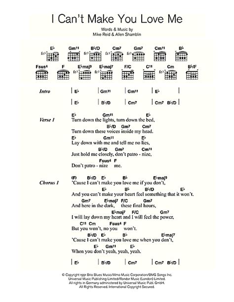 I Cant Make You Love Me Sheet Music By Adele Lyrics And Chords 116408
