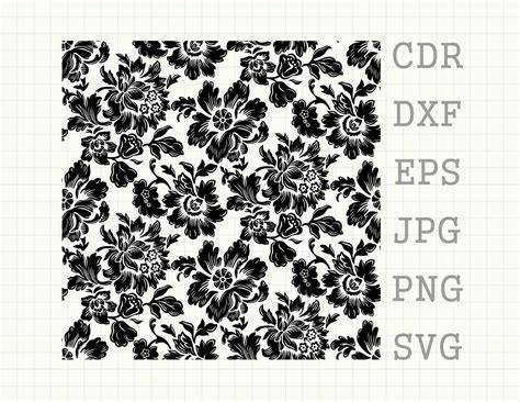 Tooled Leather Svg Vector Seamless Floral Pattern Digital Etsy