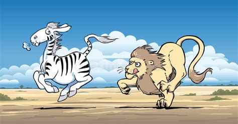Lion Hunting A Zebra Stock Vector Illustration Of Wild 30313810