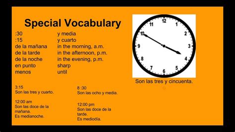 Telling Time In Spanish Examples