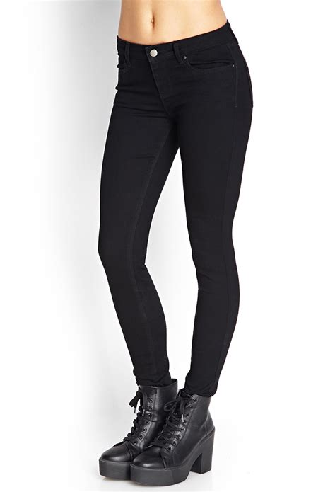 Forever Classic Mid Rise Skinny Jeans In Black Lyst