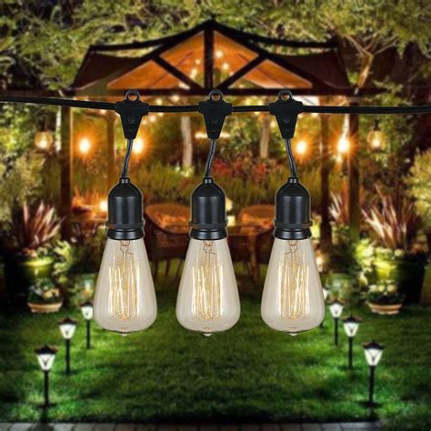 48 Foot S14 Edison Outdoor String Lights Suspended Socket