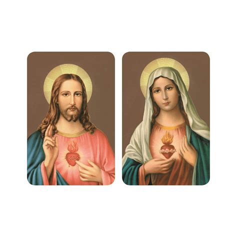 Sacred Heart Of Jesus Immaculate Heart Of Mary 2d Holy Card Fc