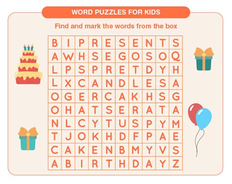 Educational Game For Children Word Search Puzzle Kids Activity Summer