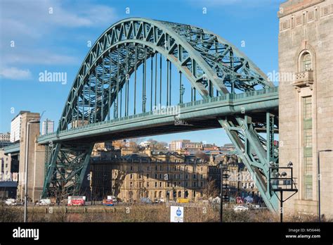 Newcastle Upon Tyne Bridge View Of The Landmark Tyne Bridge Spanning