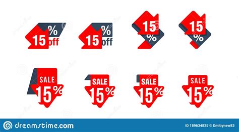 15 Percent Off Sticker In Six Different Variations Stock Vector