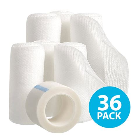 36 Gauze Bandage Rolls With Medical Tape 2 X 4 Yards Stretched