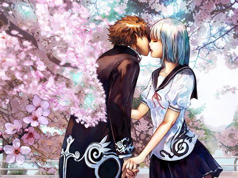 Cute Anime Couple Kiss Wallpaper Romantic Wallpapersafari Learrisngs