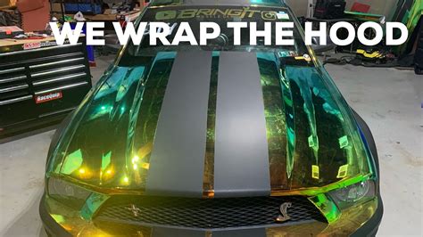 Chrome Wrapping A Cowl Hood On A Mustang Shelby Gt500 Youtube