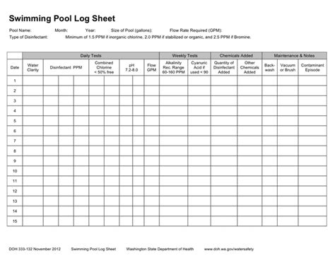 Printable Pool Log Sheet Printable Word Searches